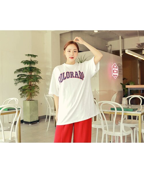 HOTPING(ホッピン)の「COLORADOレタリングTシャツ(Tシャツ/カットソー・レディース・イエロー/グレー/グリーン/ブルー/ブラック/ホワイト・フリーサイズ(XS-XL))」の2枚目の写真