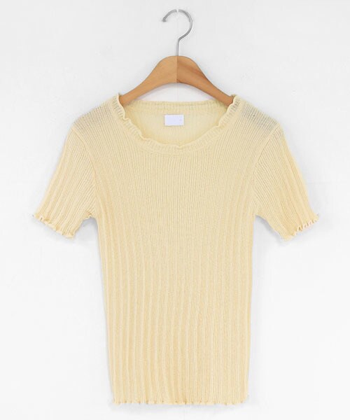 DHOLIC（ディーホリック）の「ウェーブヘムショートスリーブニット（ニット/セーター・レディース・パープル/ベージュ/ホワイト・FREE）」の3枚目の写真