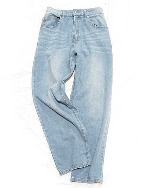 Tiffee SELECT（ティフィーセレクト）の「ヴィンテージ風ハイウエストボーイズジーンズ（デニムパンツ・レディース・ブルー/サックス・M）」の2枚目の写真