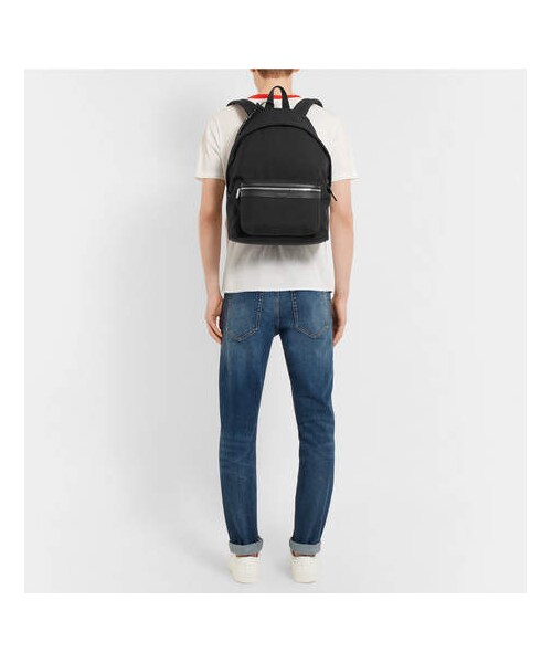 Saint Laurent(サンローラン)の「Saint Laurent City Leather-Trimmed Canvas Backpack(バックパック/リュック・メンズ・Black・One Size)」の4枚目の写真