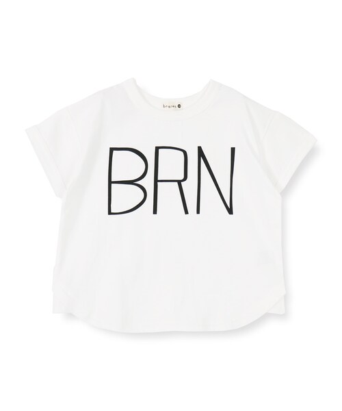 BRANSHES(ブランシェス)の「BRNロゴビックシルエット半袖Tシャツ(Tシャツ/カットソー・キッズ・オフホワイト/ピンク/杢グレー・90~150/90~150)」の1枚目の写真