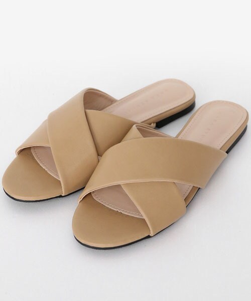 DHOLIC（ディーホリック）の「レザー調クロスフラットサンダル（サンダル・レディース・ブルー/ブラック/ホワイト/ブラウン/ベージュ/ピンク・230/235/240/245/250）」の5枚目の写真