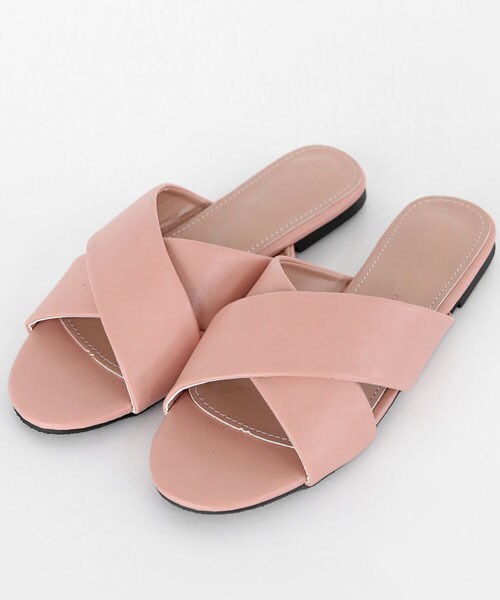 DHOLIC（ディーホリック）の「レザー調クロスフラットサンダル（サンダル・レディース・ブルー/ブラック/ホワイト/ブラウン/ベージュ/ピンク・230/235/240/245/250）」の6枚目の写真