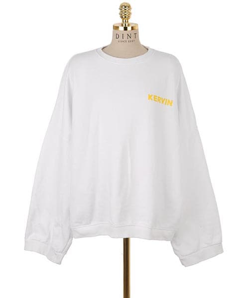 DINT（ディント）の「図面レタリングマンツーマントップ（スウェット・レディース・화이트/블랙/그린・one(44~66size)）」の2枚目の写真