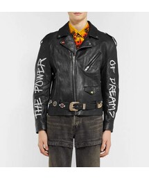 バレンシアガ BALENCIAGA コレクション利用 レザーベスト ライダース ブランド古着】パッチアップリケレザーベスト（ベスト
