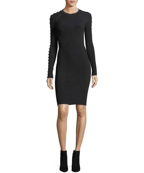 alexanderwang（アレキサンダーワン）の「T by Alexander Wang Crewneck Raglan Strap-Detail Rib-Knit Dress（ワンピース・レディース・Black・Medium/X-small/Small/Large）」の4枚目の写真