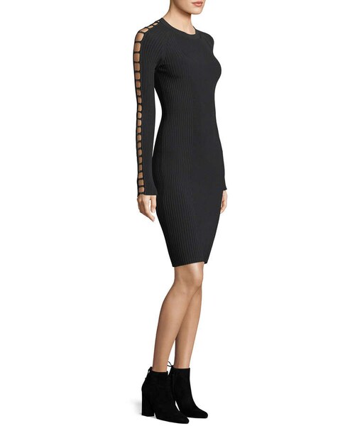 alexanderwang（アレキサンダーワン）の「T by Alexander Wang Crewneck Raglan Strap-Detail Rib-Knit Dress（ワンピース・レディース・Black・Medium/X-small/Small/Large）」の2枚目の写真