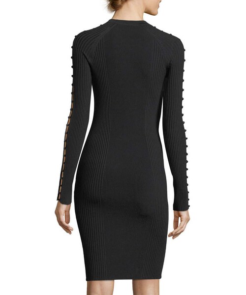 alexanderwang（アレキサンダーワン）の「T by Alexander Wang Crewneck Raglan Strap-Detail Rib-Knit Dress（ワンピース・レディース・Black・Medium/X-small/Small/Large）」の3枚目の写真