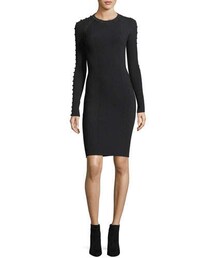 alexanderwang | T by Alexander Wang Crewneck Raglan Strap-Detail Rib-Knit Dress(ワンピース)