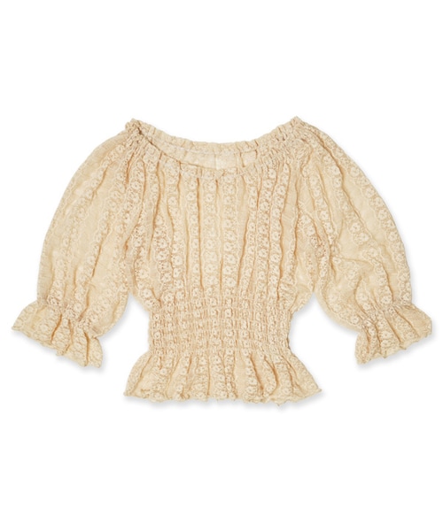 flower(フラワー)の「frank lace top ~フランクレーストップ(Tシャツ/カットソー・レディース・ivory/black・FREE)」の1枚目の写真