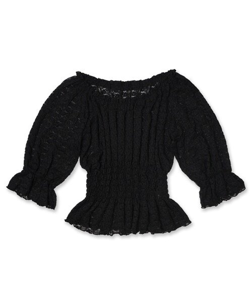 flower(フラワー)の「frank lace top ~フランクレーストップ(Tシャツ/カットソー・レディース・ivory/black・FREE)」の2枚目の写真