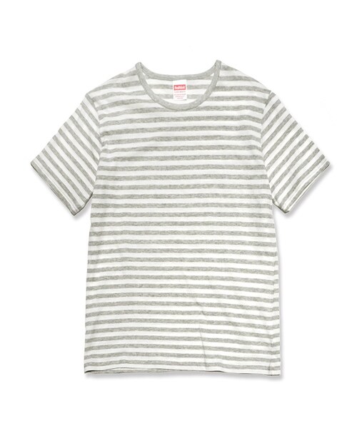 flower（フラワー）の「Healthknit S/S border top ～ﾍﾙｽﾆｯﾄS/Sﾎﾞｰﾀﾞｰﾄｯﾌﾟ（Tシャツ/カットソー・レディース・ブルー/グレー・FREE）」の2枚目の写真