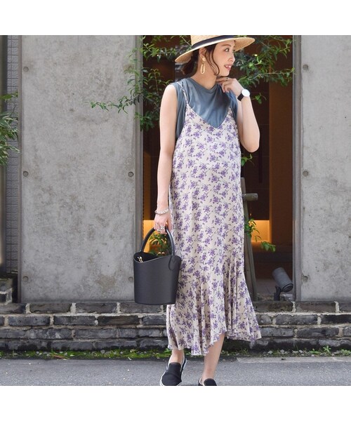 no brand（ノーブランド）の「ヴィンテージフラワーアシメキャミOP（ワンピース・レディース・その他）」の2枚目の写真