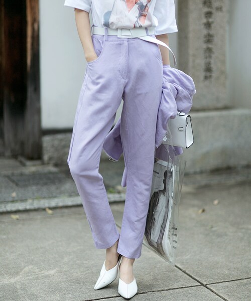 DINT(ディント)の「トリプルクリーンピットスレックスパンツ(スラックス・レディース・퍼플/블루/핑크・one(44~66size))」の1枚目の写真