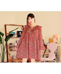 HOTPING | レースアップラッフル小花柄ワンピース(ワンピース)