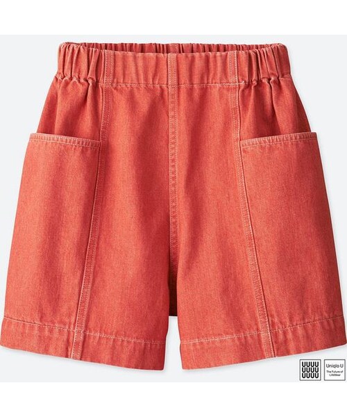UNIQLO（ユニクロ）の「デニムイージーショーツ（デニムパンツ・レディース・BLACK 09/ORANGE 22/OFF WHITE 01/BLUE 68・L/S/XXL/XL/M）」の4枚目の写真