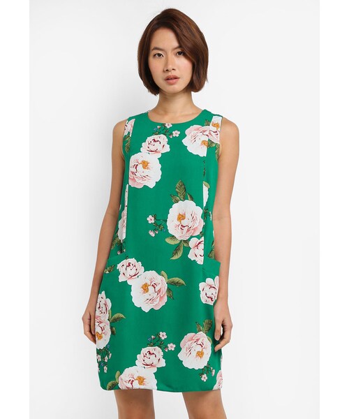 green floral shift dress