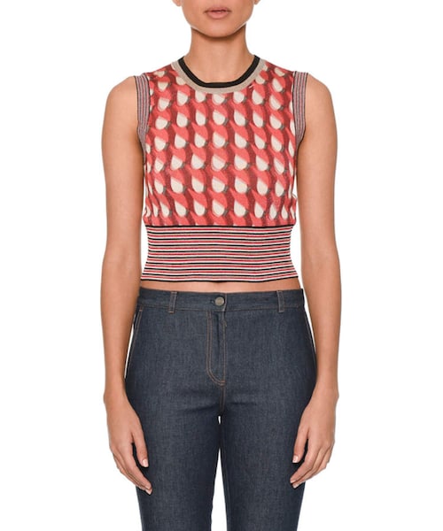 BOTTEGA VENETA(ボッテガヴェネタ)の「Bottega Veneta Sleeveless Crewneck Cropped Knit Top(ニット/セーター・レディース・MULTI・40 It (4 Us)/46 It (10 Us)/44 It (8 Us)/42 It (6 Us))」の3枚目の写真