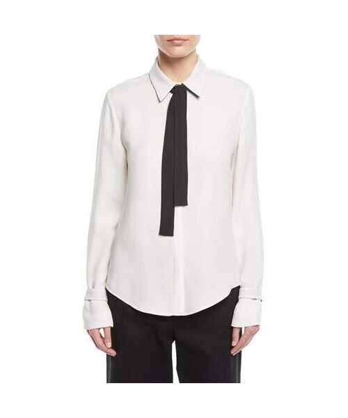 Loro Piana Long-Sleeve Silk Blouse 