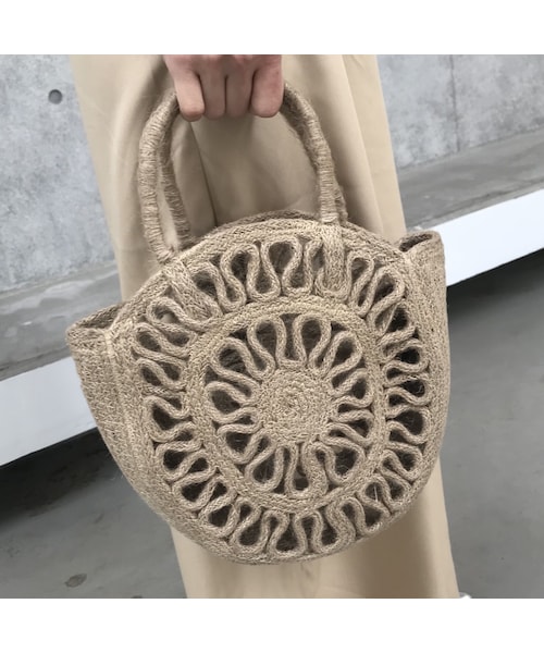 copine（コピン）の「柄サークルジュートかごバッグ（かごバッグ・レディース・その他）」の3枚目の写真