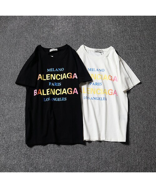 BALENCIAGA（バレンシアガ）の「バレンシアガ BALENCIAGA メンズ レディース ロゴ半袖Tシャツ 2018新品 カットソー  Balenciaga 040008 トップス 黒 白（Tシャツ/カットソー）」 - WEAR