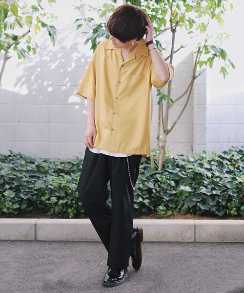 LIDNM（リドム）の「マイクロスパンオープンカラーシャツ（シャツ/ブラウス・メンズ・イエロー・S.M.L）」の5枚目の写真