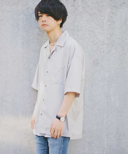 LIDNM（リドム）の「マイクロスパンオープンカラーシャツ（シャツ/ブラウス・メンズ・ベージュ・S.M.L）」の5枚目の写真