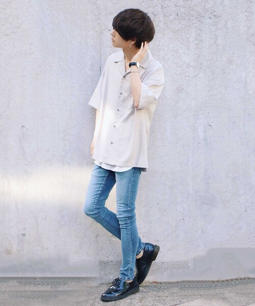 LIDNM（リドム）の「マイクロスパンオープンカラーシャツ（シャツ/ブラウス・メンズ・ベージュ・S.M.L）」の7枚目の写真