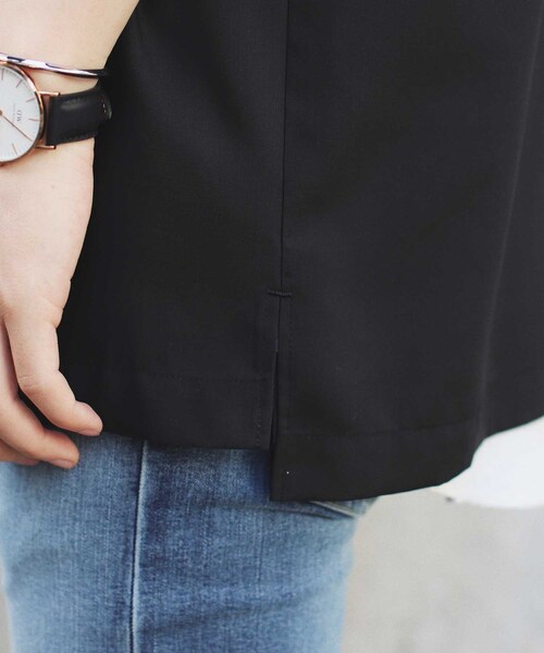 LIDNM（リドム）の「マイクロスパンオープンカラーシャツ（シャツ/ブラウス・メンズ・ブラック・S.M.L）」の7枚目の写真