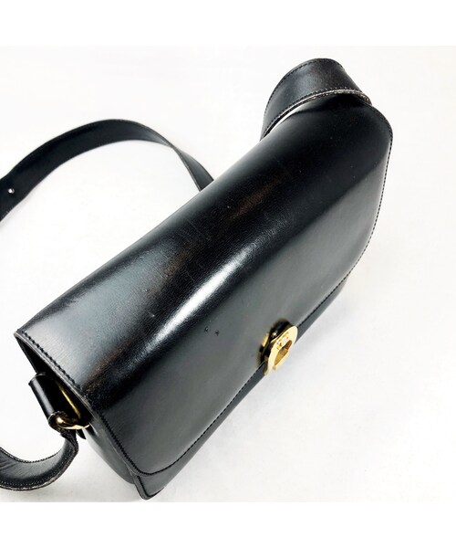 CELINE セリーヌ ヴィンテージ 馬蹄金具 ショルダーバッグ レザー 黒 