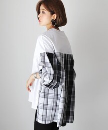 DHOLIC | チェックコントラストTシャツ(Tシャツ/カットソー)