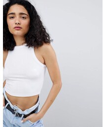 Bershka | Bershka cropped tank top in white(タンクトップ)