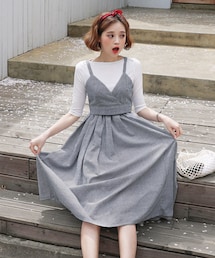 DHOLIC | Tシャツ&ストライプビスチェ&スカート3SET(アンサンブル)