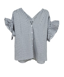 STYLEBLOCK | 先染ギンガムチェックフリルスリーブスキッパ―ブラウス(シャツ/ブラウス)