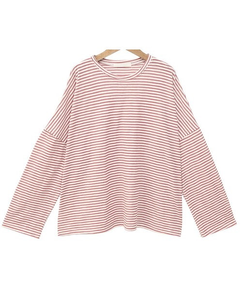 Dailyabout(デイリーアバウト)の「ルーズボーダーTシャツ(Tシャツ/カットソー・レディース・ピンク/ブルー/ブラック・FREE)」の1枚目の写真