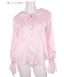 Bobon21 | レースラウンド襟ガーリーブラウス-全２色-(シャツ/ブラウス)