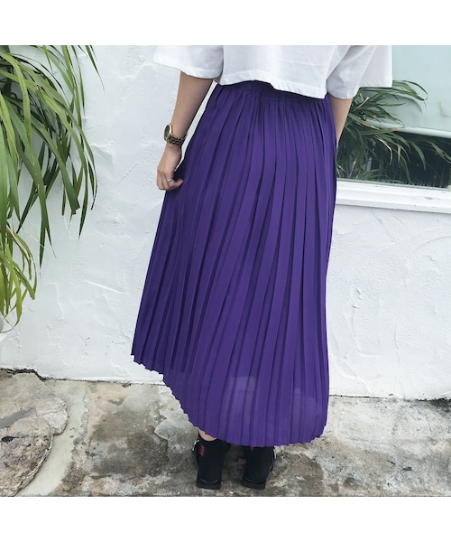 no brand（ノーブランド）の「シアープリーツスカート/パープル