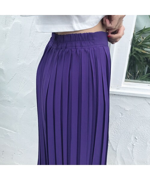 no brand（ノーブランド）の「シアープリーツスカート/パープル