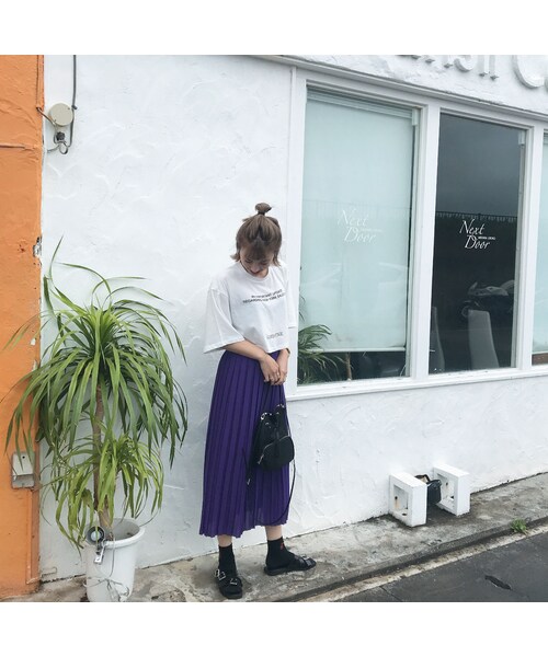 no brand（ノーブランド）の「シアープリーツスカート/パープル