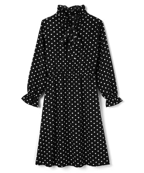 GRL（グレイル）の「ボウタイリボンドットワンピース（ワンピース・レディース・オフホワイト/ブラック/レッド・M）」の2枚目の写真