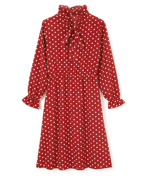 GRL（グレイル）の「ボウタイリボンドットワンピース（ワンピース・レディース・オフホワイト/ブラック/レッド・M）」の3枚目の写真