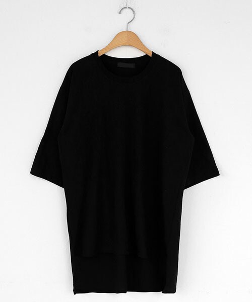 DHOLIC(ディーホリック)の「アンバランス7分丈スリーブTシャツ(Tシャツ/カットソー・レディース・パープル/ホワイト/グリーン/ブルー/ブラック・FREE)」の3枚目の写真