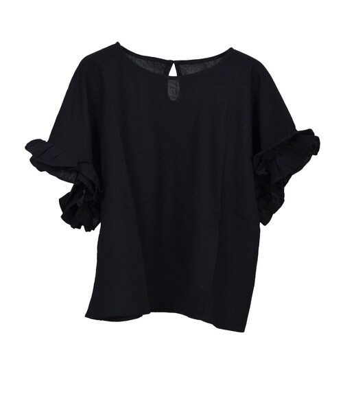 STYLEBLOCK（スタイルブロック）の「ポーラフリルスリーブブラウス（シャツ/ブラウス・レディース・ホワイト/ラベンダー/グリーン系/イエロー/ブラック・M）」の2枚目の写真