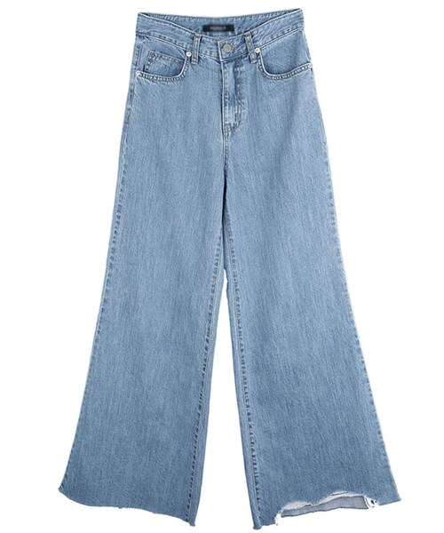 DINT（ディント）の「パーフェクトラインワイドデニムパンツ（デニムパンツ・レディース・Light blue/Deep blue/Blue・S/M/L）」の3枚目の写真