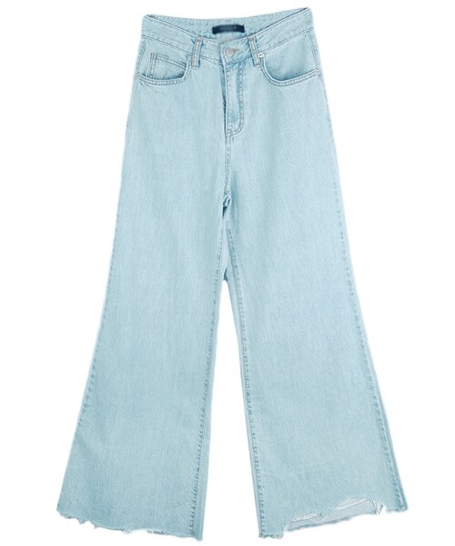DINT（ディント）の「パーフェクトラインワイドデニムパンツ（デニムパンツ・レディース・Light blue/Deep blue/Blue・S/M/L）」の4枚目の写真