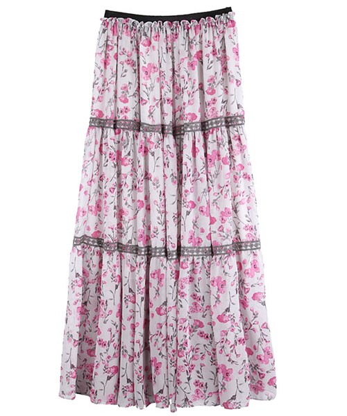 DINT（ディント）の「レーストリミングフラワーパタンスカート（スカート・レディース・블루/그레이・one(44~66size)）」の2枚目の写真