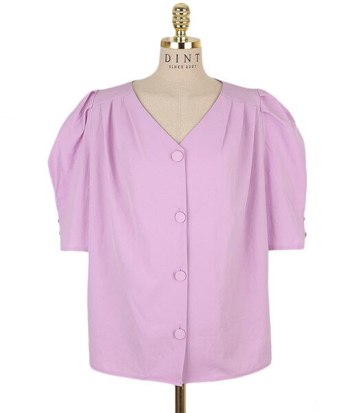 DINT（ディント）の「ショルダーラインピンタックボリュームブラウス（シャツ/ブラウス・レディース・퍼플/화이트/핑크/옐로우・one(44~66size)）」の3枚目の写真