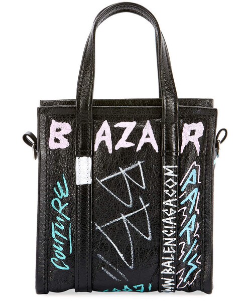 Balenciaga Bazar XXS Graffiti Lambskin Tote Bag