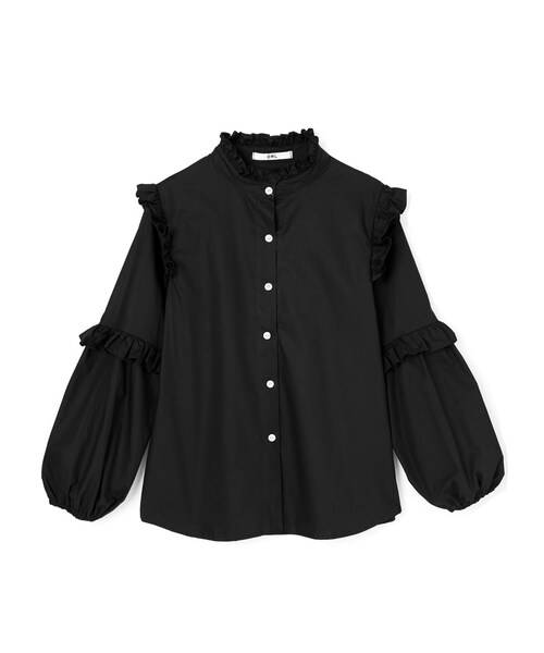GRL(グレイル)の「スタンドカラーフリルボリュームスリーブブラウス(シャツ/ブラウス・レディース・オフホワイト/ブラック・M)」の2枚目の写真