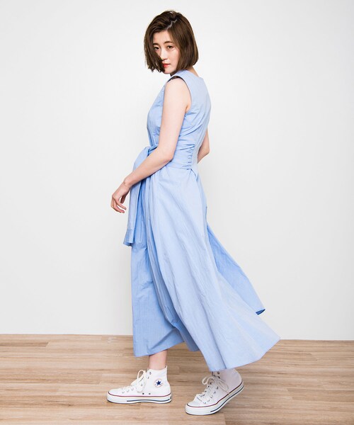 The Virgnia（ザ ヴァージニア）の「ノースリフレアシャツワンピース（シャツワンピース・レディース・ホワイト/ブルー/その他・36/38）」の3枚目の写真